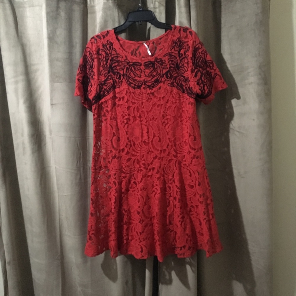 free people red dress size large
